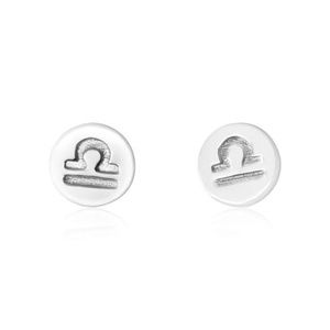 925 Sterling Silver Zodiac Libra Disc Earrings